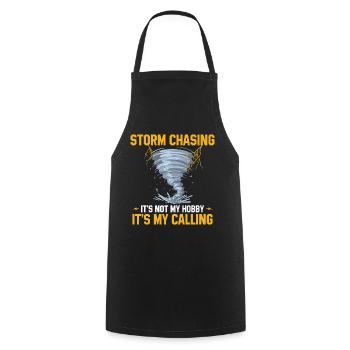 Sturmjäger Sprüche | Gewitter Meteorologe Geschenk - Kochschürze - Schwarz - Vorne - AI Model Male 185 dark (185cm)
