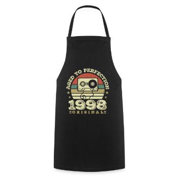 Original Vintage Anniversary Gift Idea 1998 - Cooking Apron - black - Front - AI Model Male 185 dark (185cm)