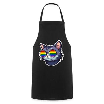 LGBTQ Katze - Kochschürze - Schwarz - Vorne - AI Model Male 185 dark (185cm)