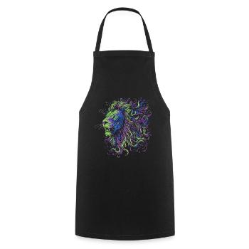 Lion Colorful Lion Head Neon Colorful Predator Art - Cooking Apron - black - Front - AI Model Male 185 dark (185cm)