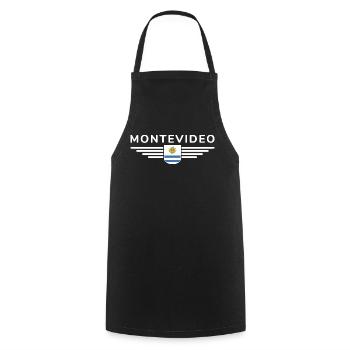 Montevideo Design – Für Fans & Reisende - Kochschürze - Schwarz - Vorne - AI Model Male 185 dark (185cm)