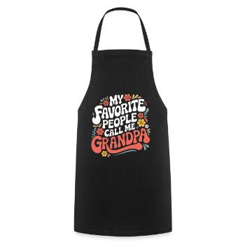 Papy Grand-père Famille Fête des pères - Tablier de cuisine - noir - Devant - AI Model Male 185 dark (185cm)