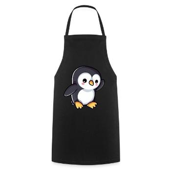 Süßer Cartoon Pinguin winkt - Kochschürze - Schwarz - Vorne - AI Model Male 185 dark (185cm)