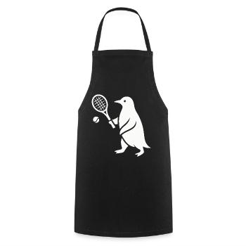 Minimalistischer Pinguin Tennisspieler - Kochschürze - Schwarz - Vorne - AI Model Male 185 dark (185cm)