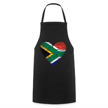 South Africa Flag Heart South African Flag Africa - Cooking Apron - black - Front - AI Model Male 185 dark (185cm)