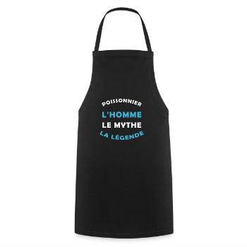 légende et POISSONNIER - Tablier de cuisine - noir - Devant - AI Model Male 185 dark (185cm)