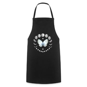 Moon phases with flowers and butterfly moon - Cooking Apron - black - Front - AI Model Male 185 dark (185cm)