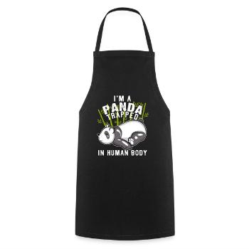 Panda Trapped Human Body Chill Sleepy - Cooking Apron - black - Front - AI Model Male 185 dark (185cm)