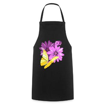 Butterfly on flowers - Cooking Apron - black - Front - AI Model Male 185 dark (185cm)