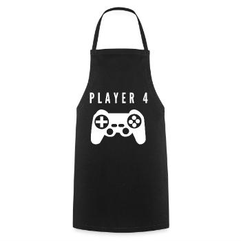 Player 4 child - Kochschürze - Schwarz - Vorne - AI Model Male 185 dark (185cm)