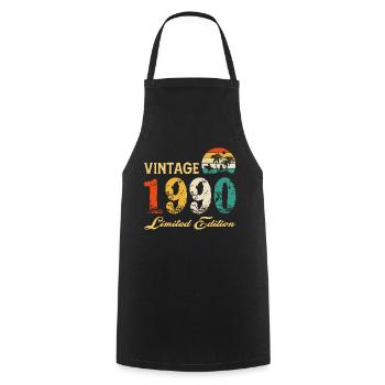 Vintage 1990 Limited Edition Made In 1990 Birthday - Cooking Apron - black - Front - AI Model Male 185 dark (185cm)