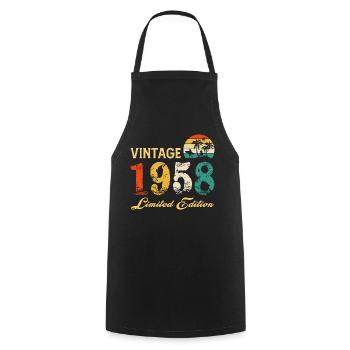 Vintage 1958 Limited Edition Made In 1958 Birthday - Cooking Apron - black - Front - AI Model Male 185 dark (185cm)