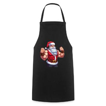 Bath Santa Claus Muscles Strong Christmas - Cooking Apron - black - Front - AI Model Male 185 dark (185cm)