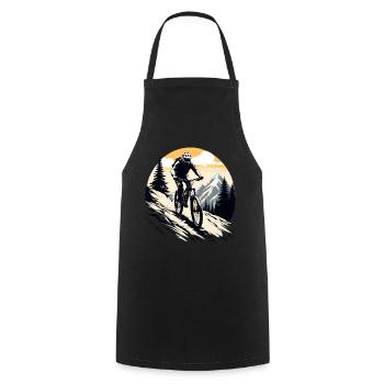 mountain biker, bicycle, mountains, outdoor, sport - Cooking Apron - black - Front - AI Model Male 185 dark (185cm)