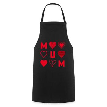 Red Hearts Mum - Cooking Apron - black - Front - AI Model Male 185 dark (185cm)