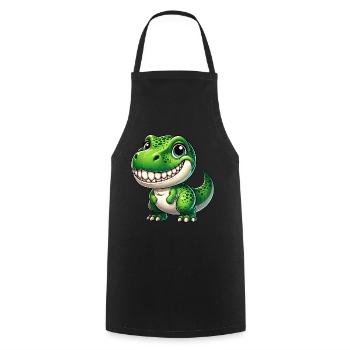 Cute Dino T-Rex Cartoon Teeth Show Smile - Cooking Apron - black - Front - AI Model Male 185 dark (185cm)
