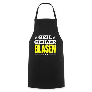 blasen - geil - Kochschürze - Schwarz - Vorne - AI Model Male 185 dark (185cm)