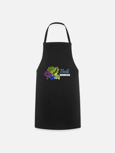 Bali, Indonésie, ville, pays, fleurs - Tablier de cuisine - noir