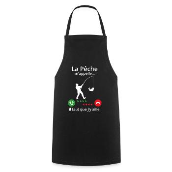 La pêche m'appelle ! - Tablier de cuisine - noir - Devant - AI Model Male 185 dark (185cm)