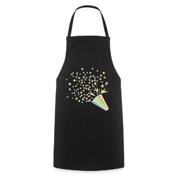 Festive confetti horn - Cooking Apron - black - Front - AI Model Male 185 dark (185cm)