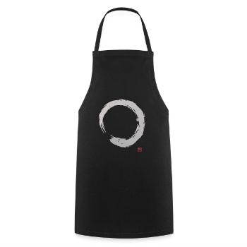 Calligraphy Enso Circle | Zen Buddhism - Cooking Apron - black - Front - AI Model Male 185 dark (185cm)