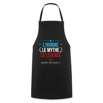 L'homme le mythe la légende - Tablier de cuisine - noir - Devant - AI Model Male 185 dark (185cm)