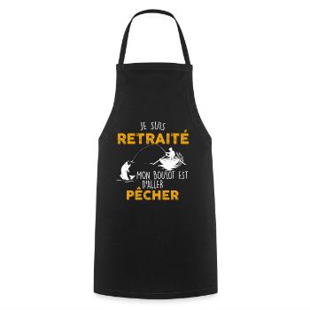 Retraité et pêcheur la belle vie de grand-père - Tablier de cuisine - noir - Devant - AI Model Male 185 dark (185cm)