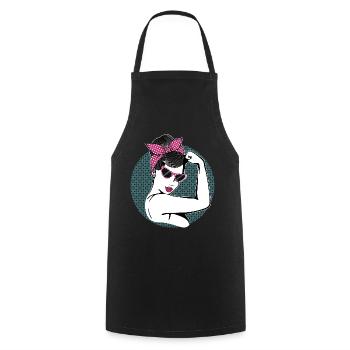 Rockabilly Girl - Cooking Apron - black - Front - AI Model Male 185 dark (185cm)