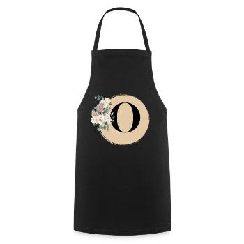 letter O - Cooking Apron - black - Front - AI Model Male 185 dark (185cm)