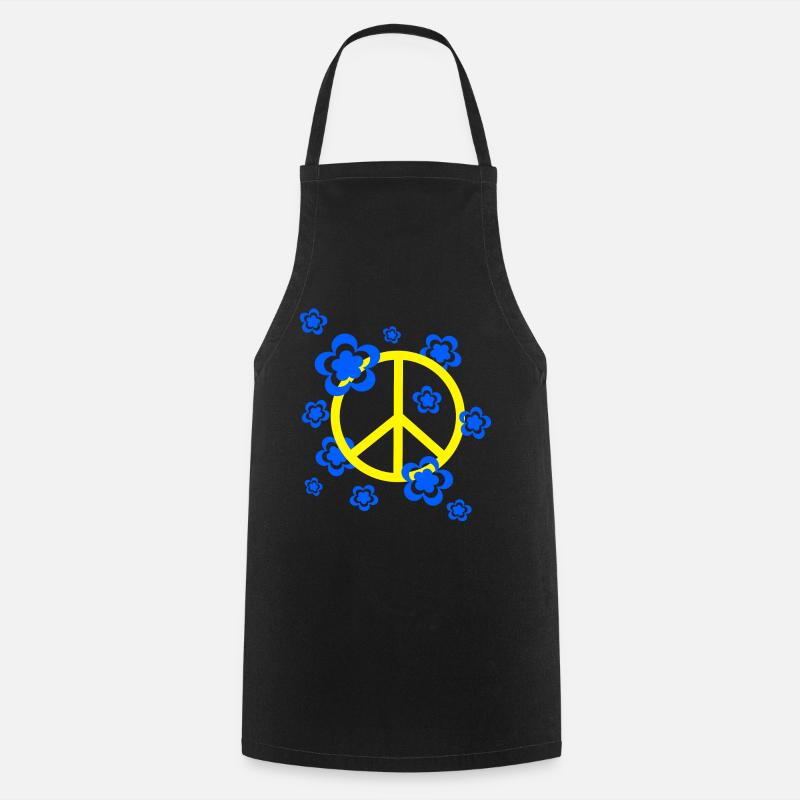70s Flower Pattern - Cooking Apron - black