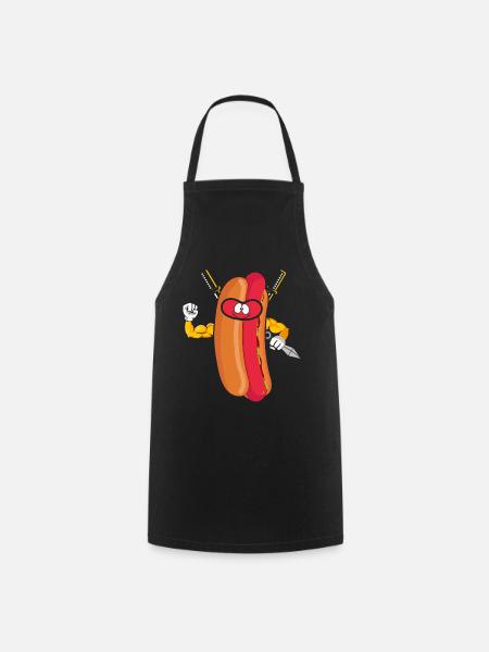 Hot Dog Ninja Karate Warrior Japan Gift - Cooking Apron - black