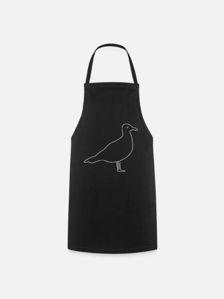 Mouette, Oiseaux, Colombe, - Tablier de cuisine - noir