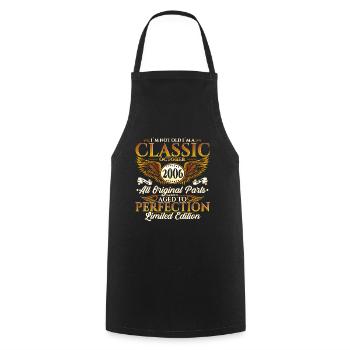 Classic October 2006 16th Birthday Gift - Cooking Apron - black - Front - AI Model Male 185 dark (185cm)