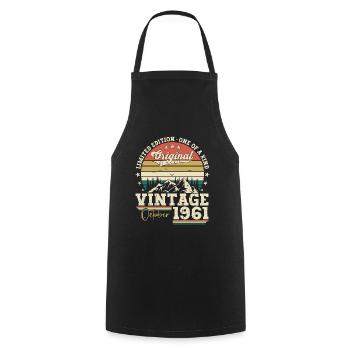 Original October 1961 61st Birthday Gift Cool - Cooking Apron - black - Front - AI Model Male 185 dark (185cm)