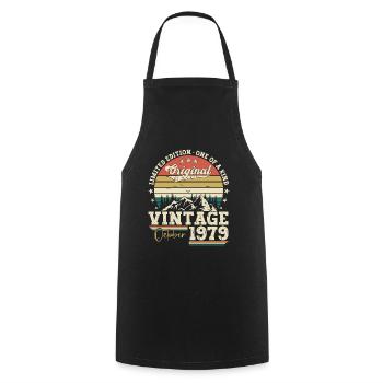 Original Octobre 1979 43ème Anniversaire Cadeau Cool - Tablier de cuisine - noir - Devant - AI Model Male 185 dark (185cm)