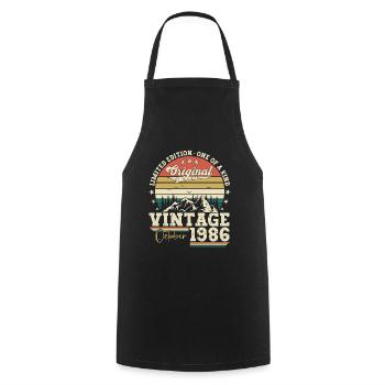 Original Octobre 1986 36th Birthday Gift Cool - Tablier de cuisine - noir - Devant - AI Model Male 185 dark (185cm)
