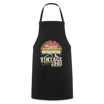 Original October 1981 41st Birthday Gift Cool - Cooking Apron - black - Front - AI Model Male 185 dark (185cm)