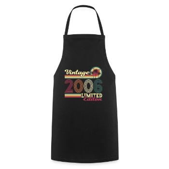 Original vintage 2006 16th birthday gift - Cooking Apron - black - Front - AI Model Male 185 dark (185cm)