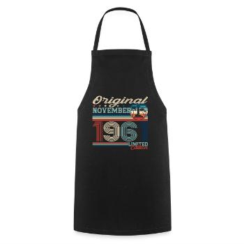 Original November 1961 61st birthday gift - Cooking Apron - black - Front - AI Model Male 185 dark (185cm)