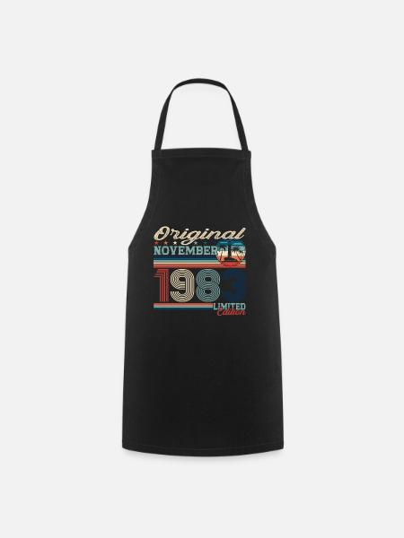Original November 1983 39. Geburtstag Geschenk - Kochschürze - Schwarz