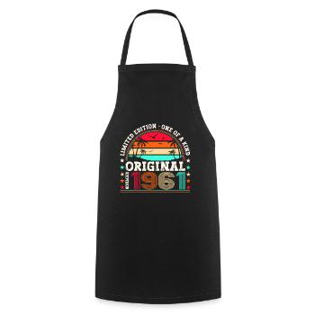 Original novembre 1961 Cadeau du 61e anniversaire - Tablier de cuisine - noir - Devant - AI Model Male 185 dark (185cm)