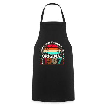Original November 1967 55th birthday gift - Cooking Apron - black - Front - AI Model Male 185 dark (185cm)