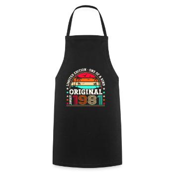 Born 1981 January 42nd birthday Gift man - Cooking Apron - black - Front - AI Model Male 185 dark (185cm)