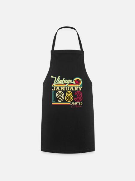 Né 1983 Janvier 40th anniversaire Homme cadeau - Tablier de cuisine - noir