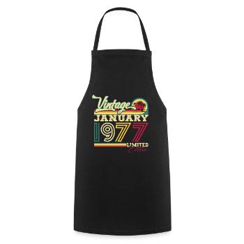Born 1977 January 46th birthday Gift man - Cooking Apron - black - Front - AI Model Male 185 dark (185cm)
