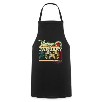 Year 2001 January 22nd birthday Gift man - Cooking Apron - black - Front - AI Model Male 185 dark (185cm)