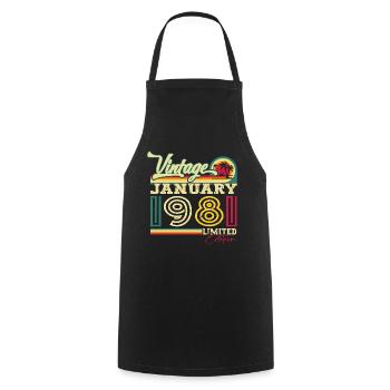 Born 1981 January 42nd birthday Gift man - Cooking Apron - black - Front - AI Model Male 185 dark (185cm)