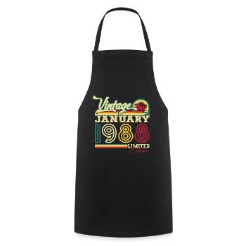 Né 1988 Janvier 35th anniversaire Homme cadeau - Tablier de cuisine - noir - Devant - AI Model Male 185 dark (185cm)