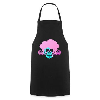 Feu Crâne Fumée Rose Squelette Flammes 10 - Tablier de cuisine - noir - Devant - AI Model Male 185 dark (185cm)
