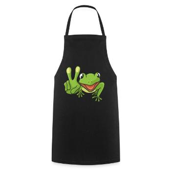 Frosch Peacezeichen - Kochschürze - Schwarz - Vorne - AI Model Male 185 dark (185cm)